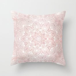 Mandala Yoga Love, Blush Pink Floral Throw Pillow