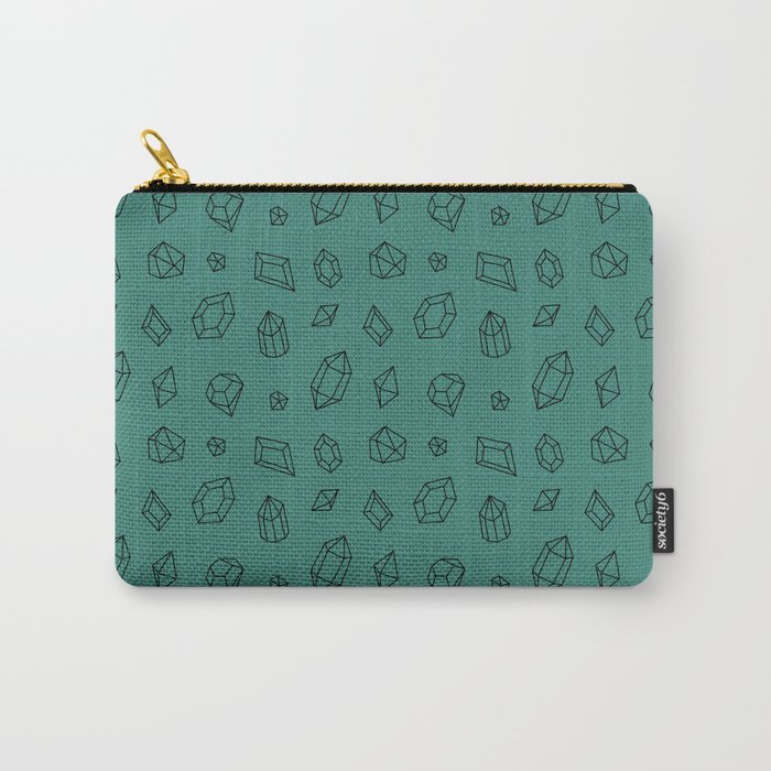 Green Blue and Black Gems Pattern Carry-All Pouch