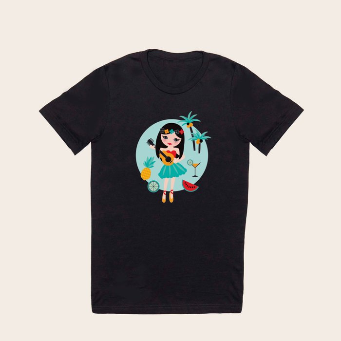 Hawaii summer hula girl T Shirt by Little Smilemakers Studio