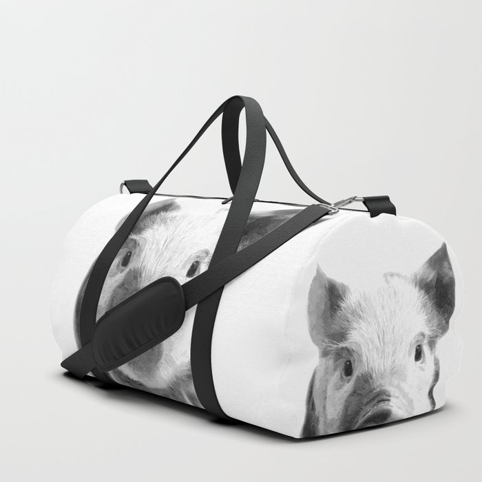 Black and white pig portrait Duffle Bag