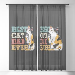 Funny Best Cat Dad Ever Sheer Curtain