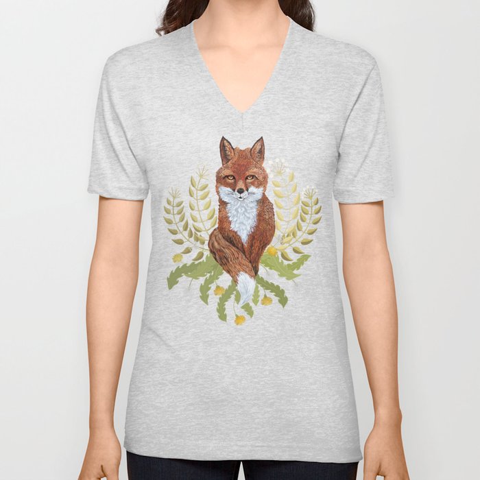 Fox Brown V Neck T Shirt