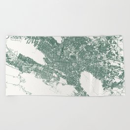 Mexico, Monterrey Map - Minimalist  Beach Towel