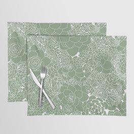 Succulent Line Drawing- Sage Green Placemat