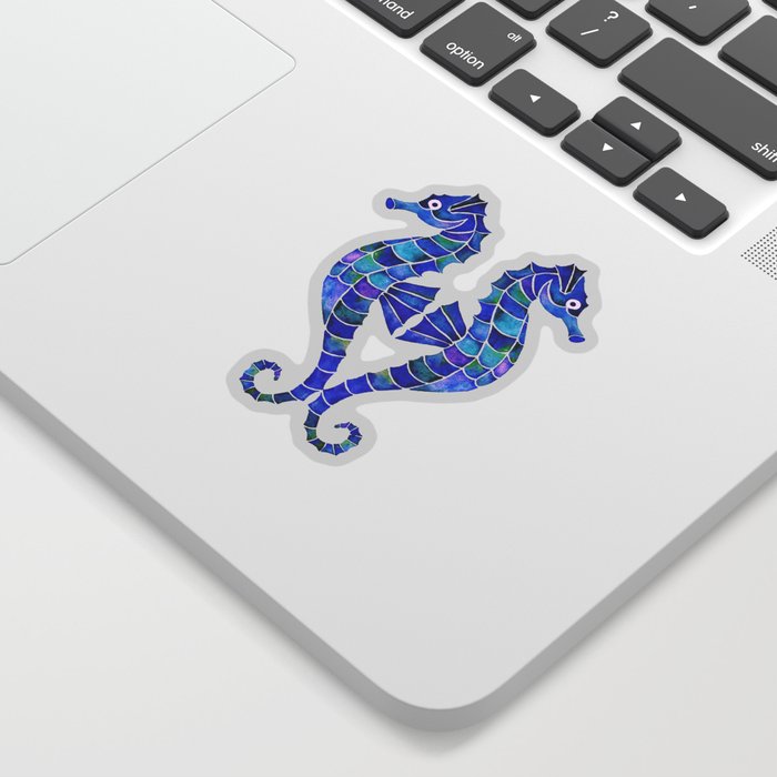 Watercolor Seahorses - Royal Blue Sticker