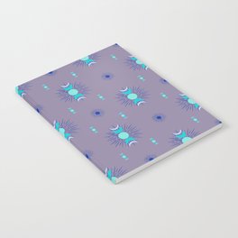 Sun & Moon Pattern - Aqua, Blue & Lavender Notebook