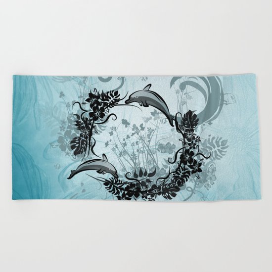 Cute dolphin Beach Towel