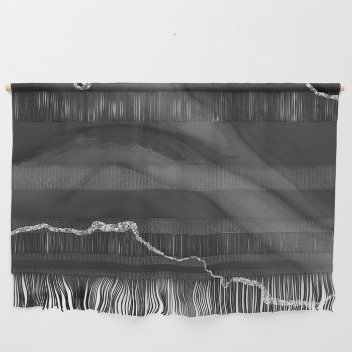 Black & Silver Agate Texture 01 Wall Hanging