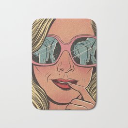 Inappropriate thoughts Bath Mat | Sunglasses, Girl, Retro, Wlw, Queer, Red Lipstick, Pop, Lesbian, Sapphic, Vintage 