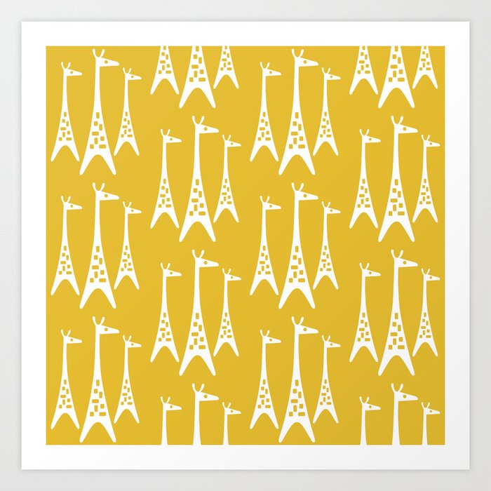 Mid Century Modern Giraffe Pattern 221 Mustard Yellow Kunstdrucke