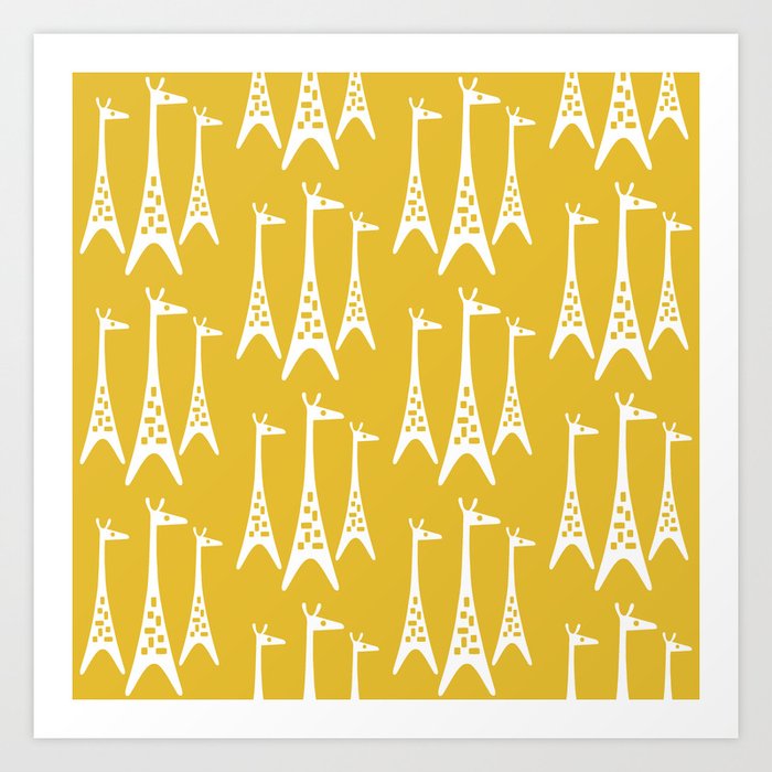 Mid Century Modern Giraffe Pattern 221 Mustard Yellow Kunstdrucke Mid Century Modern Giraffe Pattern 221 Mustard Yellow Kunstdrucke