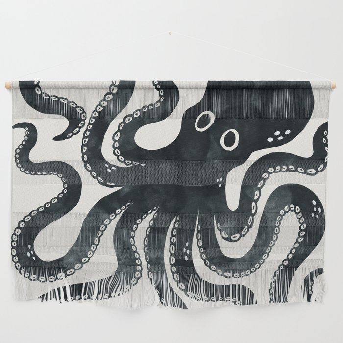 Minoan Octopus - Black Ink Wall Hanging
