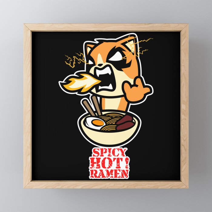 Spicy Ramen Cat Framed Mini Art Print
