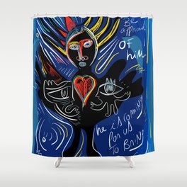 Black Angel Hope and Peace for All Street Art Graffiti Shower Curtain