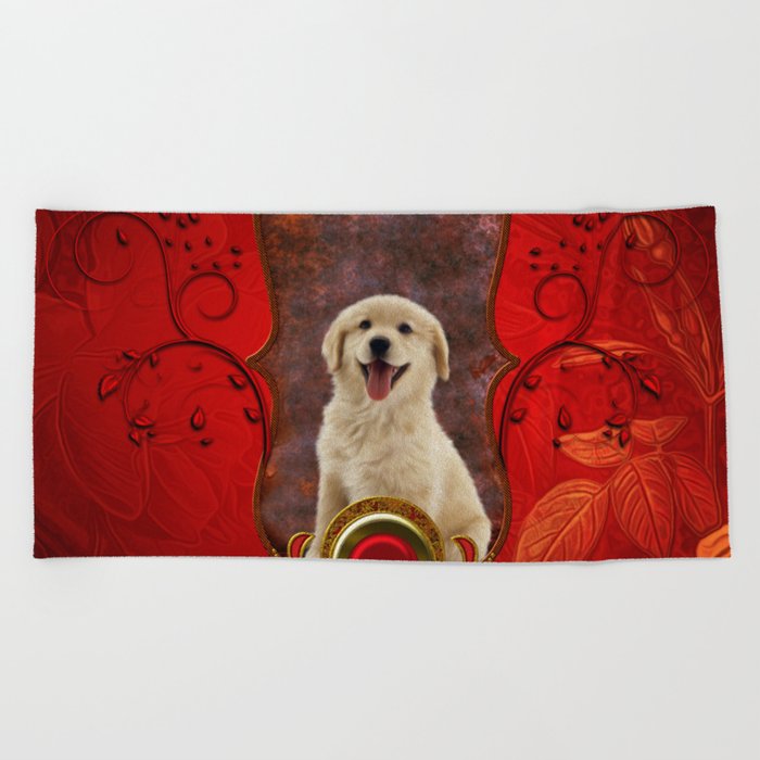 Beautiful Golden Retriever Beach Towel By Nicky2342 Society6