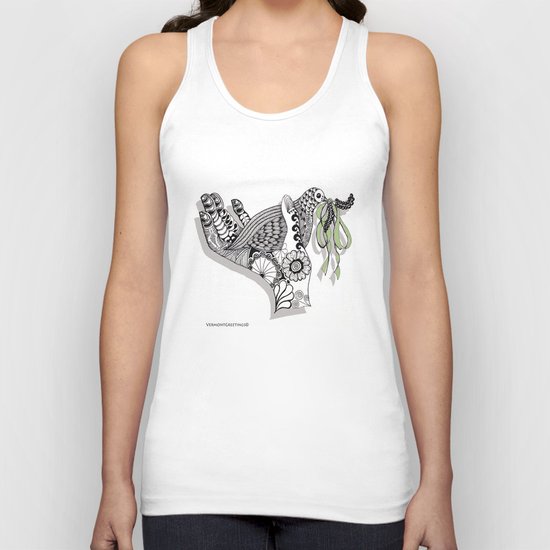 Zentangle Illustration - Peace Dove Unisex Tank Top