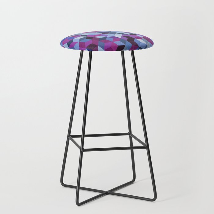 Merune, Blue, Purple Colorful Hexagon Design  Bar Stool