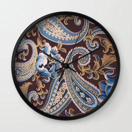 Blue Brown Vintage Paisley Wall Clock