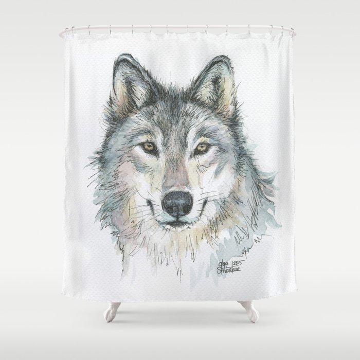 Wolf Shower Curtain By Olechka Society6, Wolf Shower Curtain