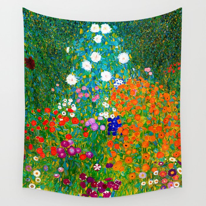 Gustav Klimt - Flower Garden Wall Tapestry