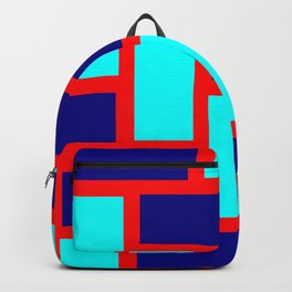 light blue dark blue tile pattern Backpack
