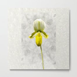 Yellow Lady - Yellow and Gray Floral Botanical Art Metal Print