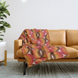 Magenta, Orange, Brown, and Ivory Retro 1960s Wavy Pattern Throw Blanket