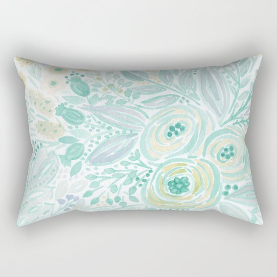 Watercolor . Flower meadow . 2 Rectangular Pillow