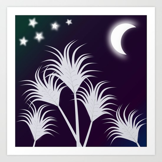 Palms at Night Art Print