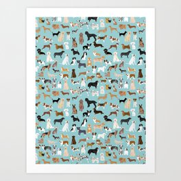 Dogs pattern print must have gifts for dog person mint dog breeds Art Print