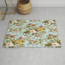 Chic Stylish Vintage Pink Rose Flower Pattern Rug | Flowers, Graphicdesign, Cute, Modern, Pattern, Antique, Girly, Roses, Hip, Feminine 