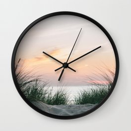 Dune grass at colourful pastel sunset | Painted sky at North Sea, Netherlands | Fine art travel photography Wall Clock