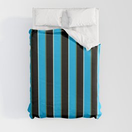 [ Thumbnail: Turquoise, Deep Sky Blue, Dark Olive Green, and Black Colored Stripes/Lines Pattern Duvet Cover ]