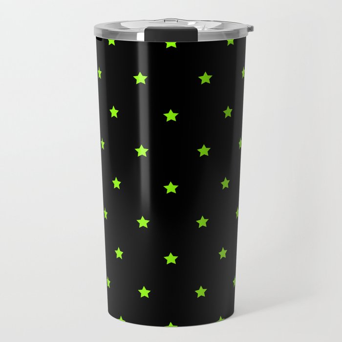 Neon Green And Black Magic Stars Collection Travel Mug