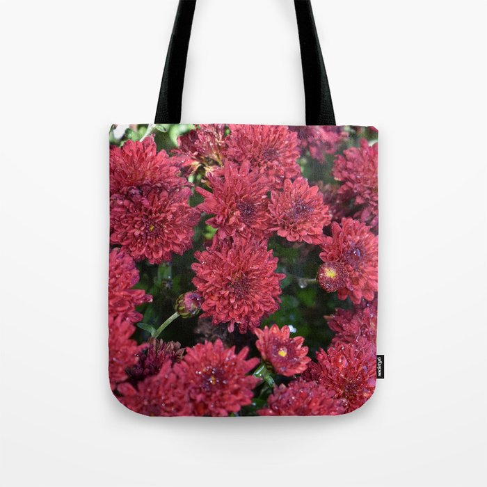 Ruby Red Mums Tote Bag