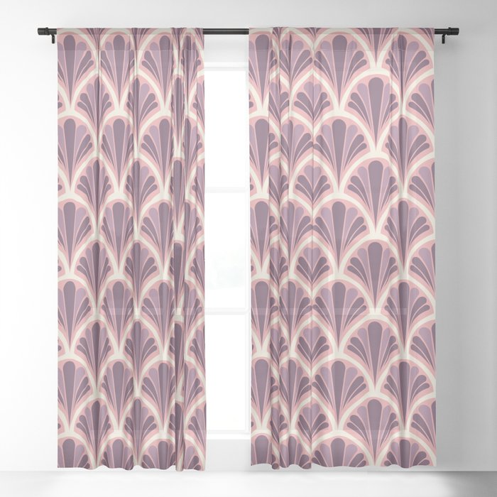 Vintage Art Deco Seashell Red Onion Sheer Curtain By Ratherswell