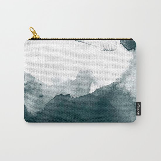 Dark Green Watercolor Marble Carry-All Pouch