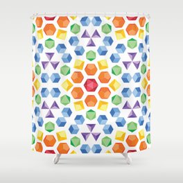 Rainbow Polyhedral Dice Shower Curtain