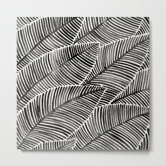 Tropical Palm Leaves – Black Palette Metal Print