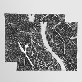 Budapest, Hungary, City Map - Black Placemat