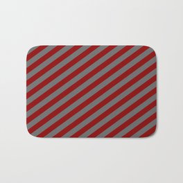 [ Thumbnail: Dark Red and Dim Gray Colored Pattern of Stripes Bath Mat ]