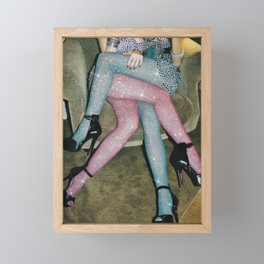 GIRLS PARTY TIME | digital collage art by Yana Potter | sparkle pantyhose | diamonds | love  Framed Mini Art Print