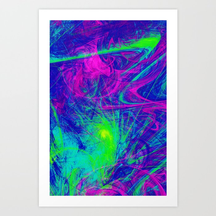 Rad Neon Burst Abstract Artwork  Art Print