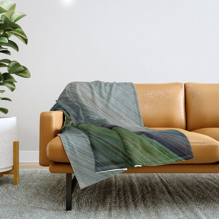 Decorative Colorful Green Blue Lines Design Throw Blanket