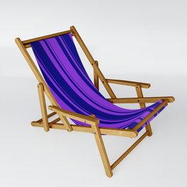 [ Thumbnail: Blue & Purple Colored Pattern of Stripes Sling Chair ]