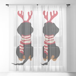 Christmas Dachshund Back Sheer Curtain