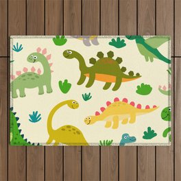 Cute Dinosaurs Pattern In Flat Style Outdoor Rug