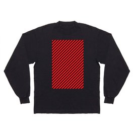 Red and Black Diagonal Stripes Long Sleeve T-shirt