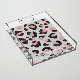 Leopard Print – Pink & Grey Acrylic Tray