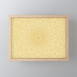 Most Detailed Mandala! Yellow Golden Color Intricate Detail Ethnic Mandalas Zentangle Maze Pattern Framed Mini Art Print